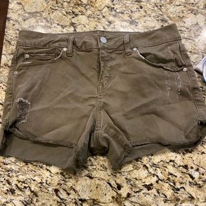 Level 99 Distressed Green Shorts